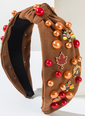 New Thanksgiving headband maple leaf turkey accessory