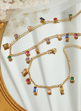 Luxury Ins style jewelry set with tassel necklace and bracel