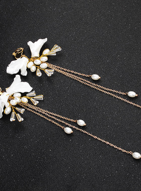 Korean Bridal Jewelry Alloy Earrings Earclips Hair Hoops Set