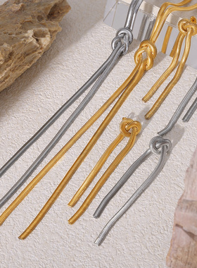 Ins style fashionable gold snake chain necklace earrings