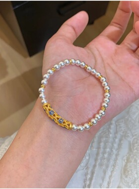 兰花弯管唐草纹手链女轻奢小众高级感设计diy手饰女首饰串珠珠子