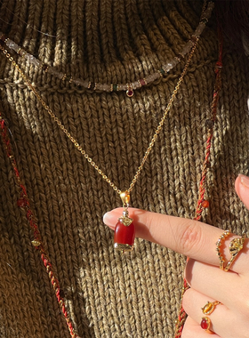 ATELIERSO倪索 金枫露白水晶项链爱心香水瓶锁骨链设计气质高级感