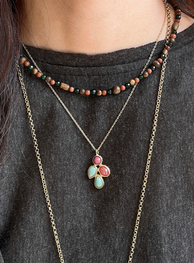 ZIXIU子休 波点舞会项链 莺歌绿奇沉香金沙石绿玉髓串珠锁骨链