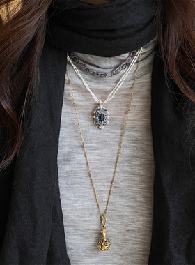 LORINA Audrey项链 法国天然半宝石手工梭织蕾丝重工锁骨链女