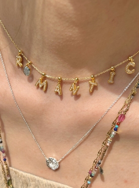 OOAK界格 字母半宝石吊坠手链项链锁骨链diy专属精致高级配饰礼物