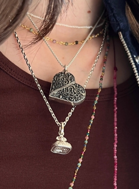 自留推荐 ENSAGE/APT702 香水瓶酒壶心形吊坠项坠925银配饰挂坠