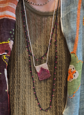 自留合作款 SIRUI NING 手工编织方片项链925银半宝石淡水珍珠