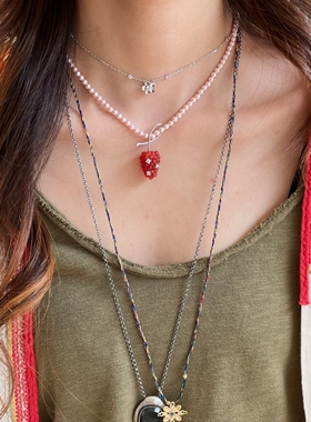 YVMIN尤目 桑葚树莓浆果宝石珍珠项链设计师彩色春夏锁骨链