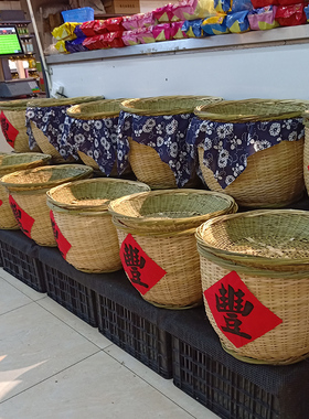堆头果蔬陈列筐农具展示海鲜竹编