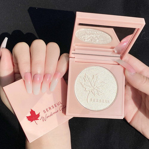 SERSEUL枫叶生姜高光脸部身体自然提亮土豆泥珠光香槟细闪修容粉 - 图0