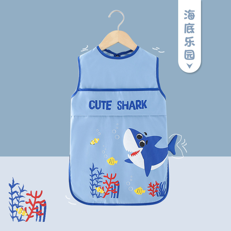 儿童围裙幼儿园防水防脏罩衣夏季大童宝宝吃饭围兜美术画画反穿衣,淘宝优惠券,粉丝福利购,淘宝优惠卷