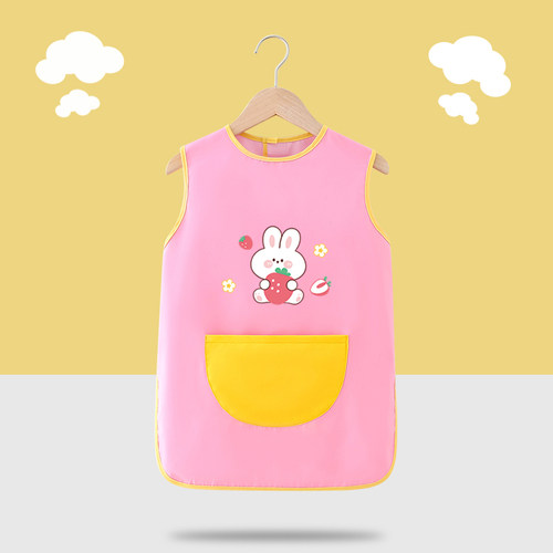 儿童画画罩衣无袖防水防脏围兜幼儿园美术绘画反穿衣围裙定制logo - 图3