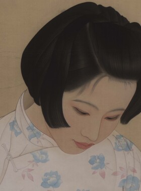 新品近现代何家英米脂婆娘人物工笔绢本画心临摹高清微喷装饰画