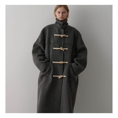 若若韩代正品直邮facade pattern25秋冬羊毛牛角扣大衣外套女长款 - 图2