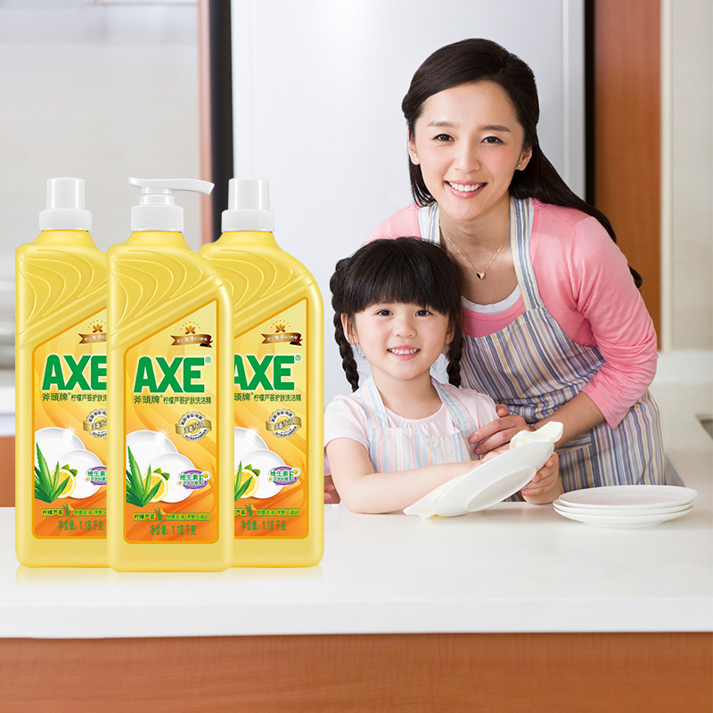 axe斧头牌家用柠檬洗洁精1.18kg三瓶小瓶食品级去油果蔬宿舍大桶_axe斧头牌品牌企业店_洗护清洁剂/卫生巾/纸/香薰-第2张图片-提都小院