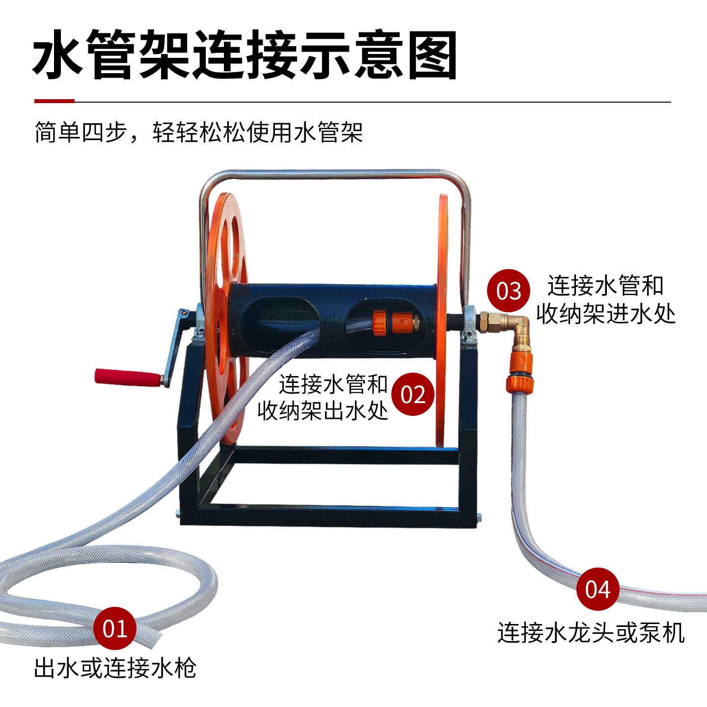 水管打药管卷管架子收放管器收纳加厚铁架防打结牵引网线绕管架 - 图2