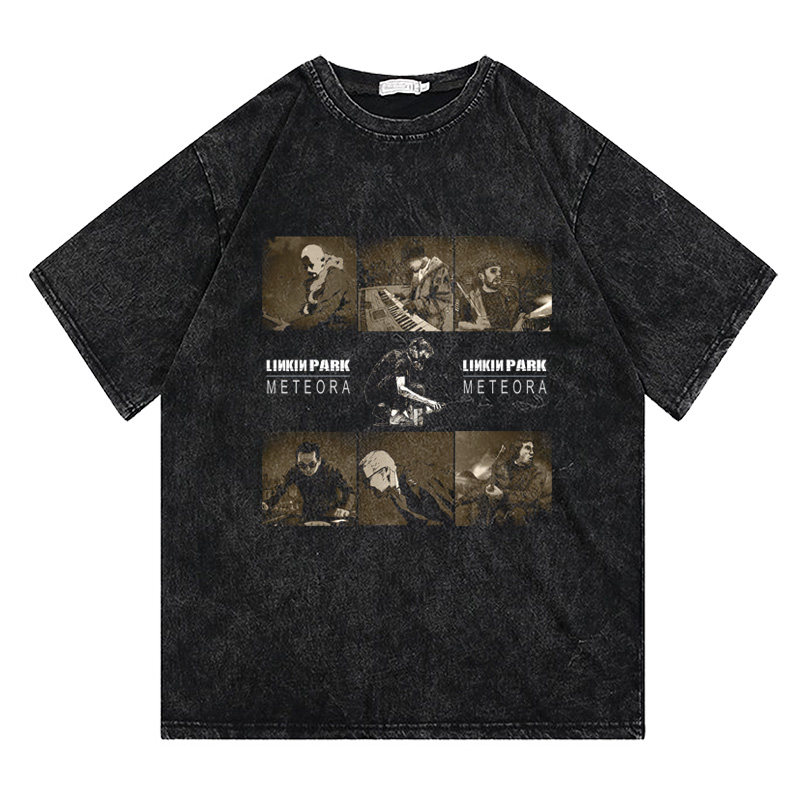 CLFC Linkin Park林肯公园说唱摇滚短袖t恤复古水洗长袖美式T恤潮 - 图3