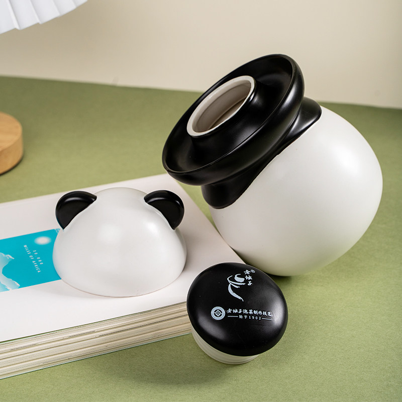 熊猫泡菜坛储物罐客厅书桌玄关摆件创意简约可爱装饰礼盒装茶叶,淘宝优惠券,粉丝福利购,淘宝优惠卷