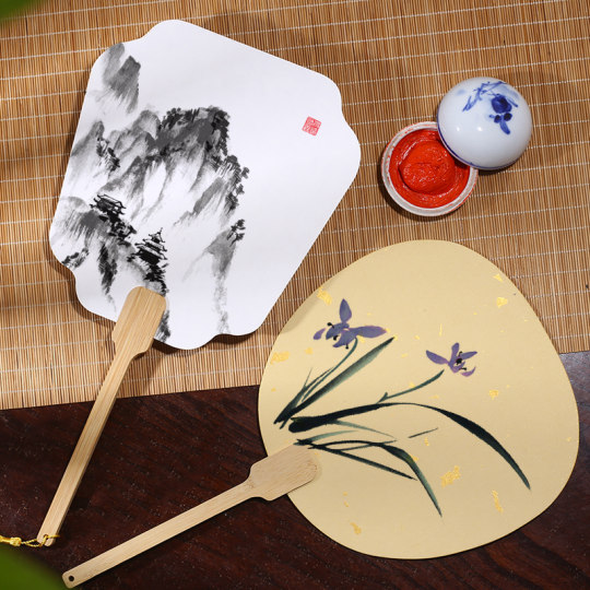 Thickened rice paper round fan traditional Chinese painting calligraphy lacquer fan
