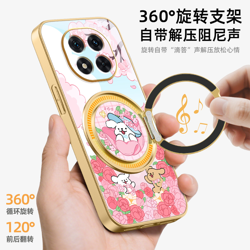 花花小狗适用红米note14pro手机壳note13pro+磨砂redmi14新款turbo4磁吸支架旋转女款支点磨砂防摔卡通 - 图3