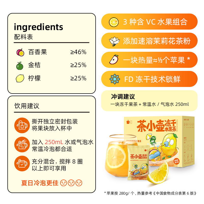 茶小壶冷泡茶金桔柠檬百香果水果茶图片_4