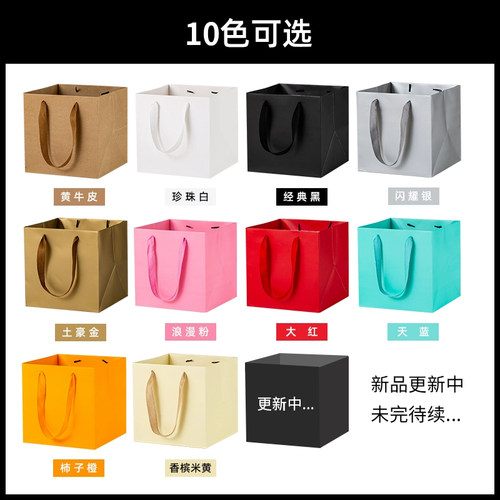 正方形礼品袋子牛皮纸袋打包手提袋鲜花定制大号烤鸭披萨非无纺布 - 图3