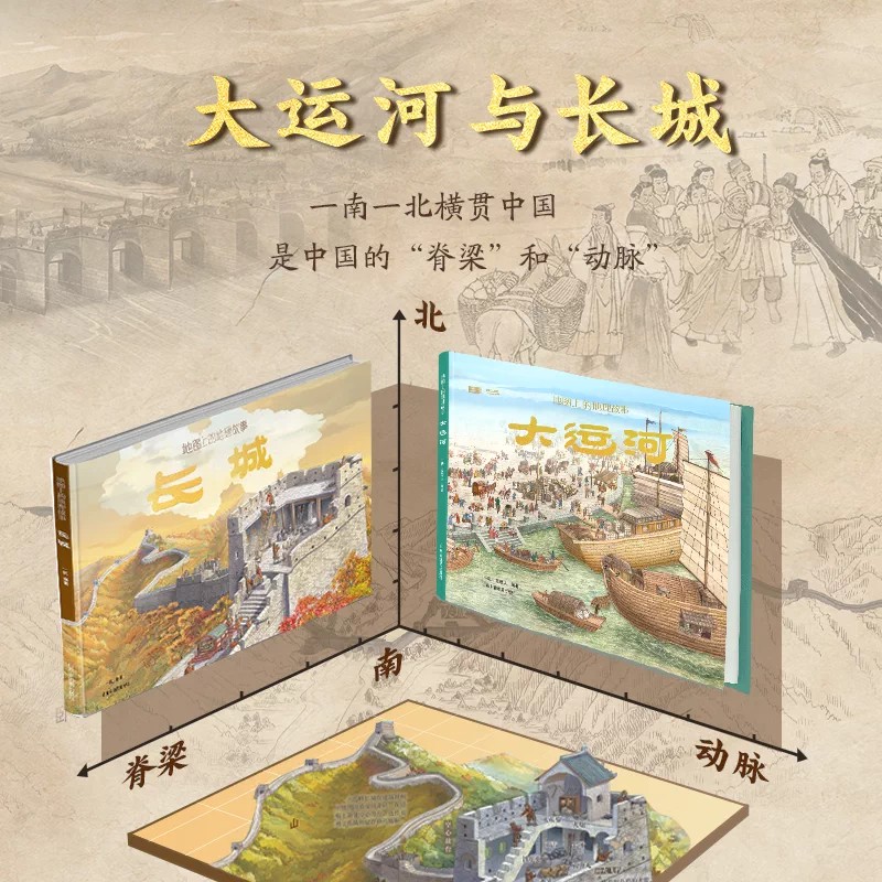 【北斗官方企业店】手绘中国地理历史科普绘本书籍 地图上的地理故事 长江黄河长城大运河 6-12岁 地理知识儿童地理启蒙百科书绘本