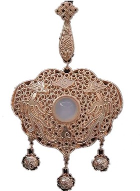 合金镂空爱心锁霞帔吊坠