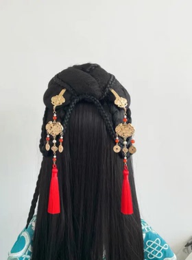 古风红色穗穗点缀保色汉服头饰发钗步摇新娘造型汉服发饰配饰