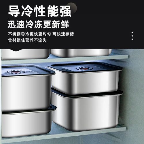 OAQWGE大容量316不锈钢保鲜盒凹凸底加深加厚备餐盒冰箱收纳盒 - 图1
