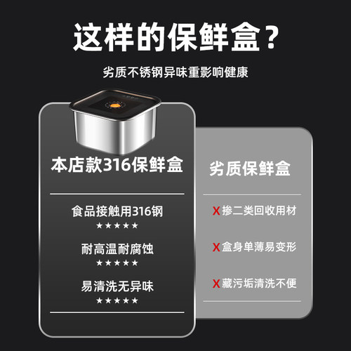 OAQWGE大容量316不锈钢保鲜盒凹凸底加深加厚备餐盒冰箱收纳盒 - 图2