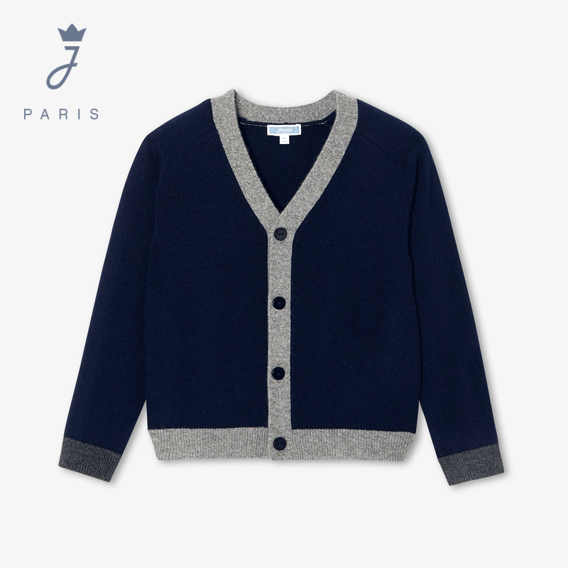 【新品】Jacadi亚卡迪男童100%开司米羊绒毛衣24秋冬开衫2040735