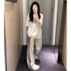 White and gray sweatpants for women summer 2025 new high-waisted straight wide-leg pants for small people spring and autumn casual sports pants