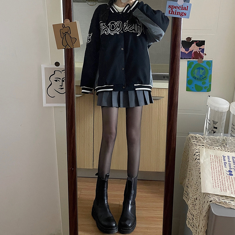 灰色秋冬季2021新款高腰学生百褶裙 纪米缇半身裙