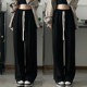 Gray wide leg pants for women in spring, autumn and winter with high waist and slimming