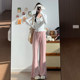 Grey Micro-flare Pants Women's Summer Thin 2026 New High Waist Casual Small Wide Leg Sunscreen Ice Silk Pants