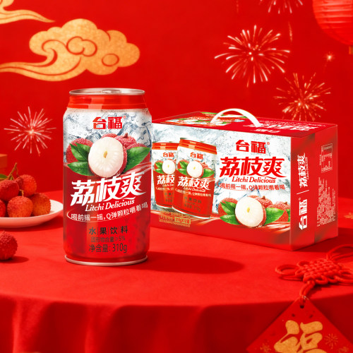台福荔枝爽水果味饮料罐装网红椰果粒果汁夏天解渴饮品整箱批发价 - 图0