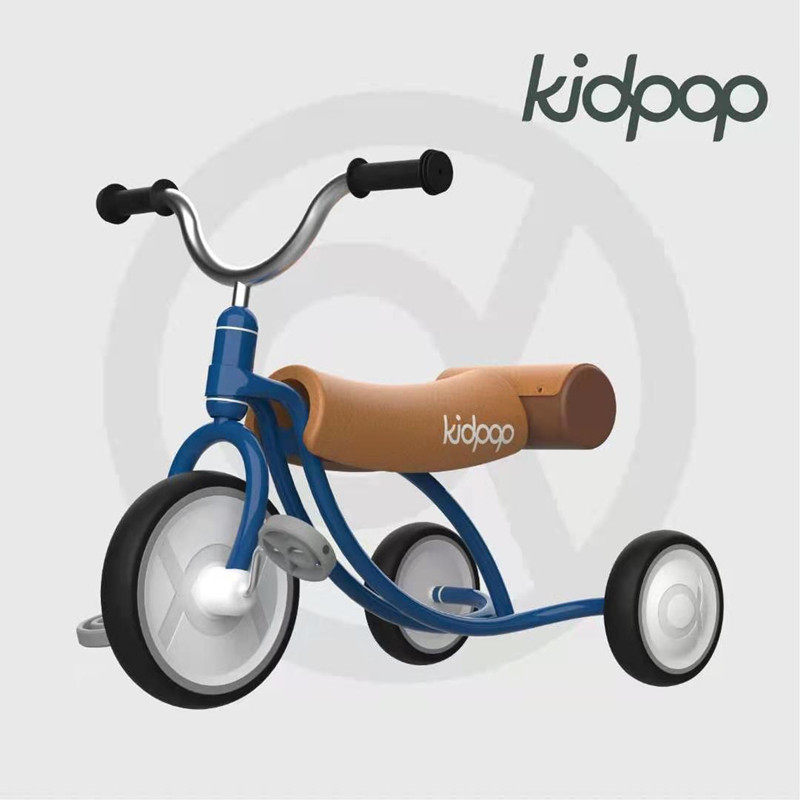 kidpop日式复古三轮车精灵脚踏车 国际蓝孩三轮车