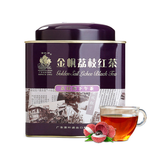 金帆茶叶广东荔枝红茶特级浓香型功夫茶果肉送礼盒装罐散装180克 - 图3