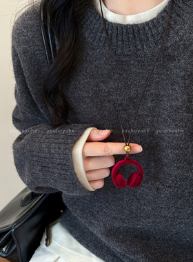 丝绒耳机吊坠小众设计感百搭项链