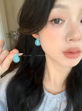 夏日多巴胺晕染水滴独特绝美耳环
