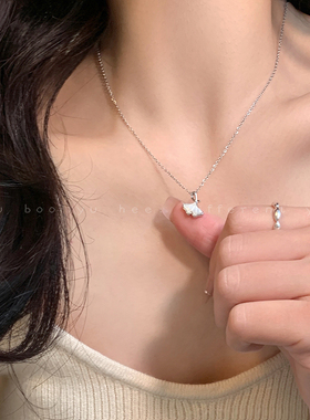 轻奢银杏叶贝壳项链设计感锁骨链