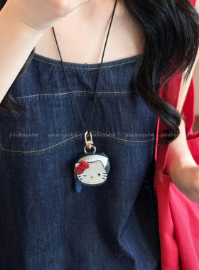 可爱kt猫咪皮质吊坠长款挂脖项链