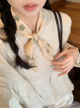 复古烟花布艺丝巾新款围脖领巾女