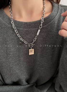 禁止拍照嘻哈钛钢项链女