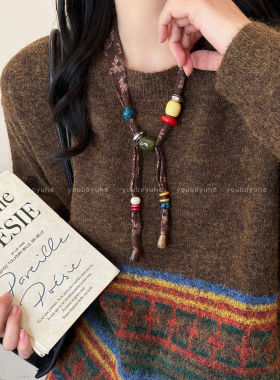 森系碎花串珠丝巾小众精致项链