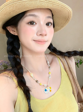 海边多巴胺贝壳串珠项链女款