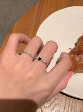 滴釉小爱心锆石关节戒指两件套女