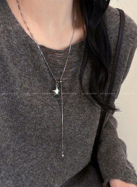 韩系银色星星项链钛钢毛衣链配饰