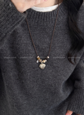 美拉德虎眼石烟花串珠项链毛衣链